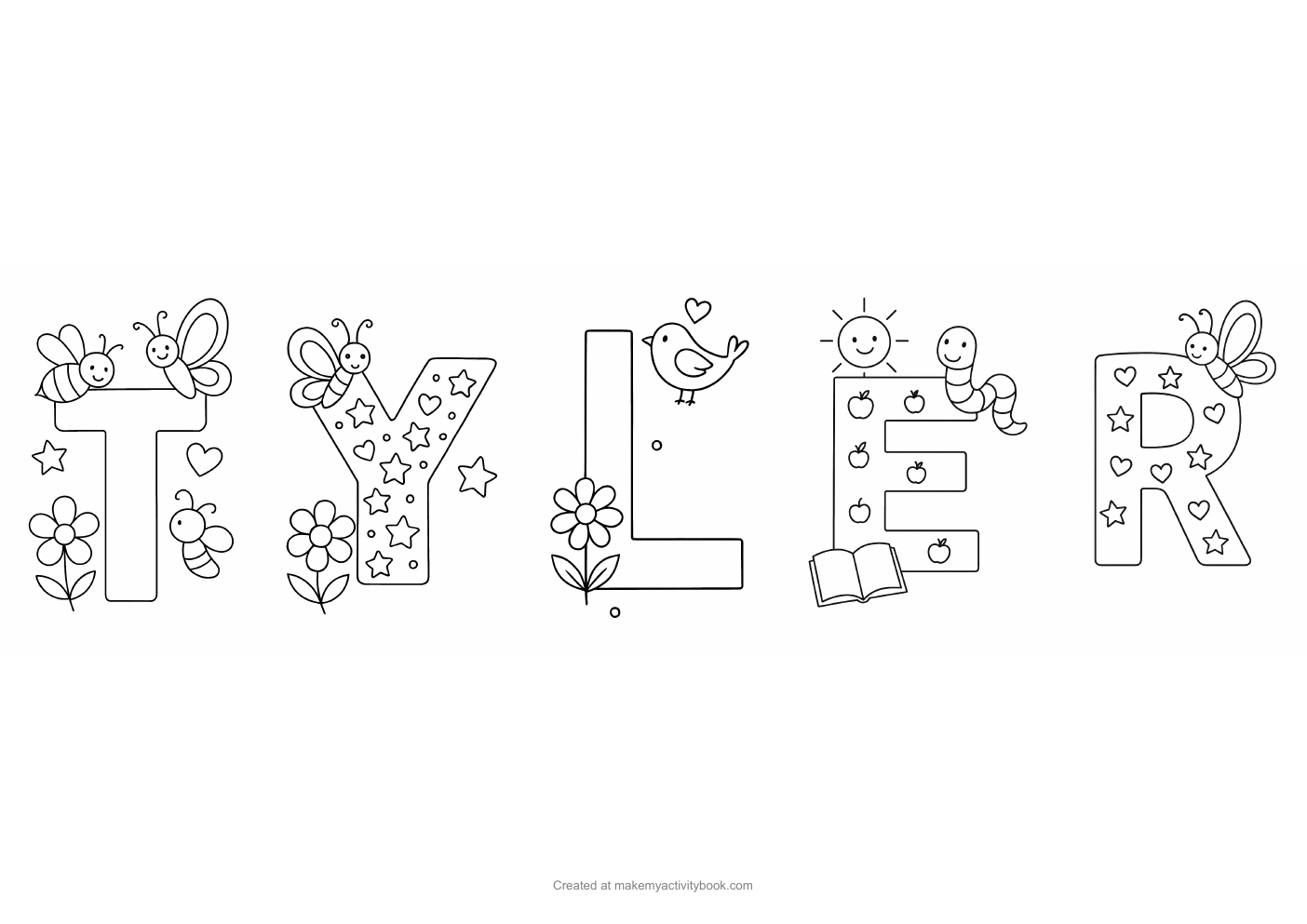 Tyler letters colouring sheet