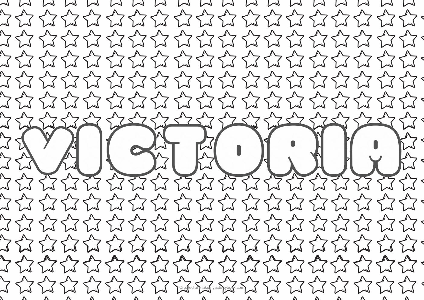 Victoria Bubble letters — Stars border colouring sheet