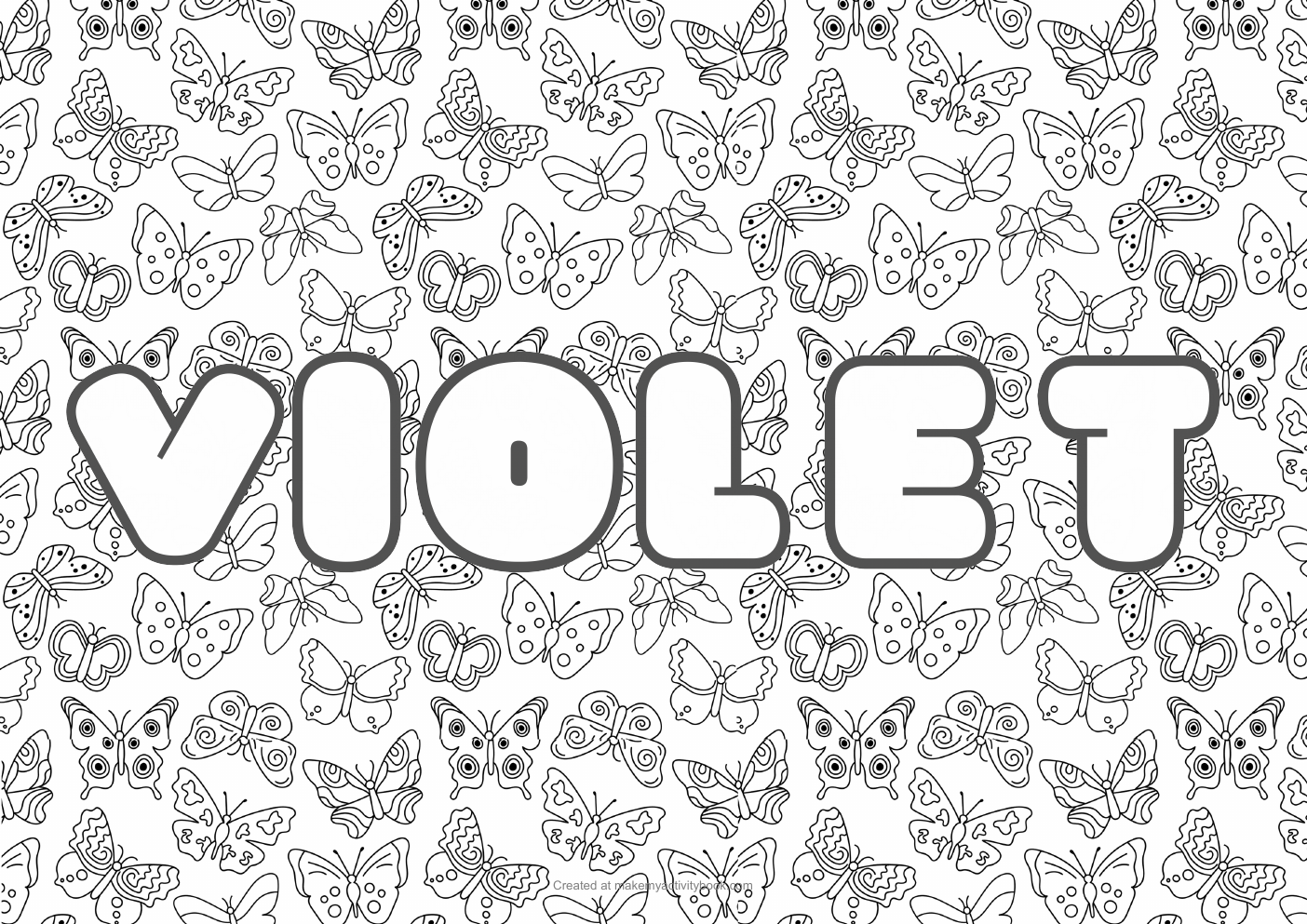 Violet butterflies colouring sheet