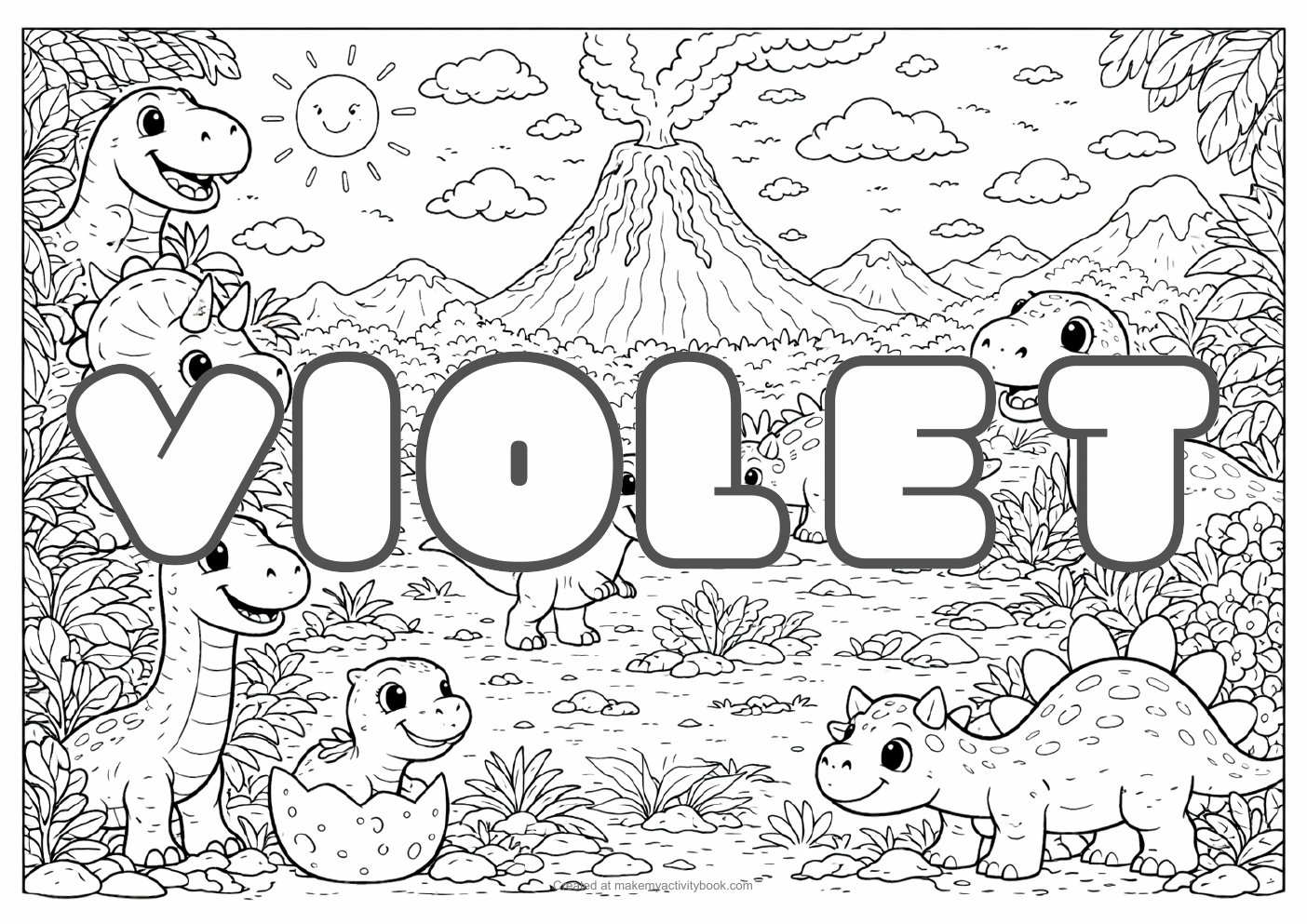 Violet dinosaur colouring sheet