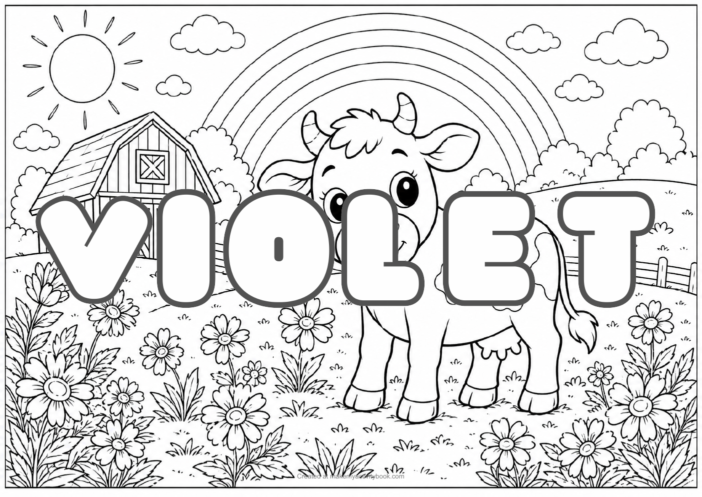 Violet farm colouring sheet