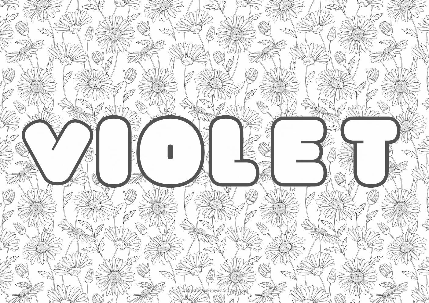 Violet flowers colouring sheet