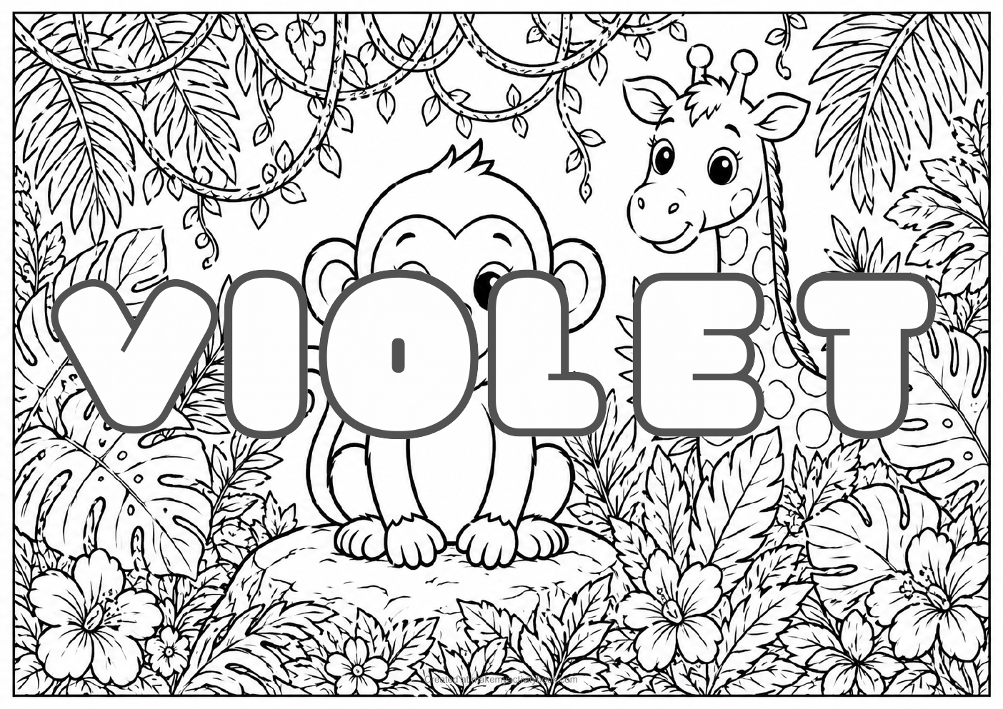 Violet jungle colouring sheet