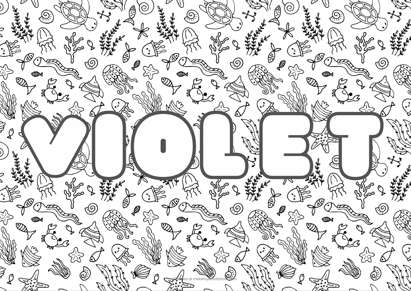 Violet sea colouring sheet