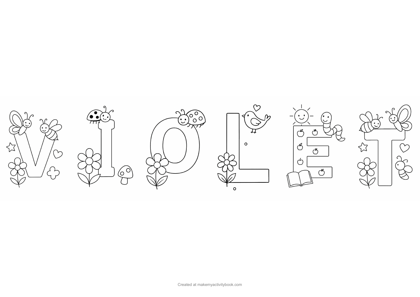 Violet letters colouring sheet
