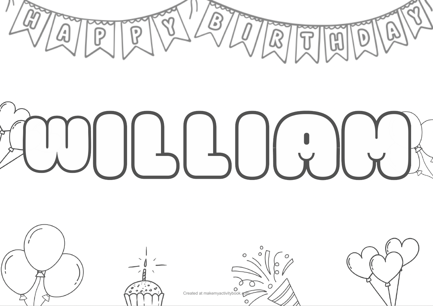 William birthday colouring sheet