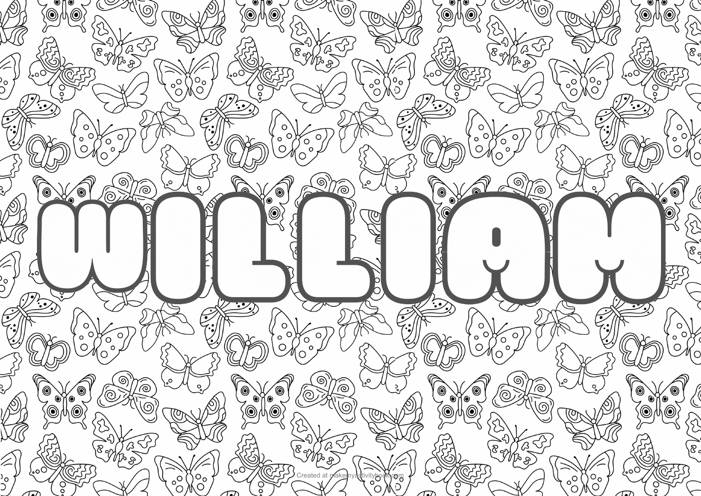 William butterflies colouring sheet
