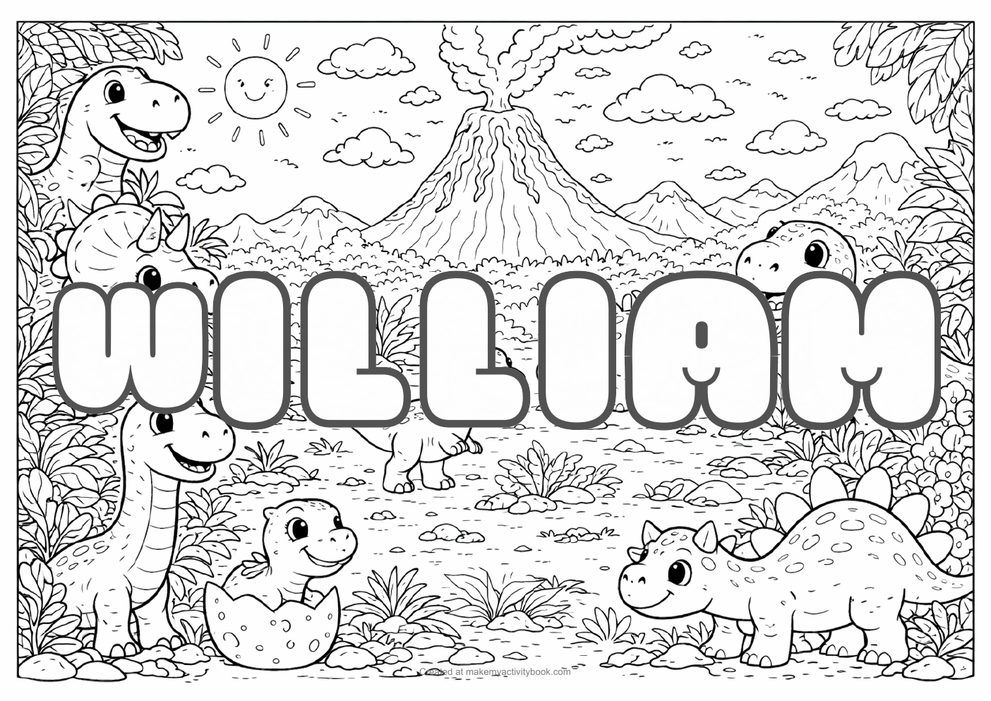 William dinosaur colouring sheet