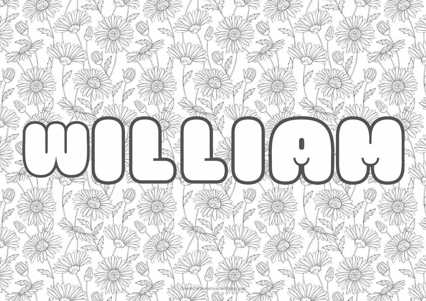 William flowers colouring sheet