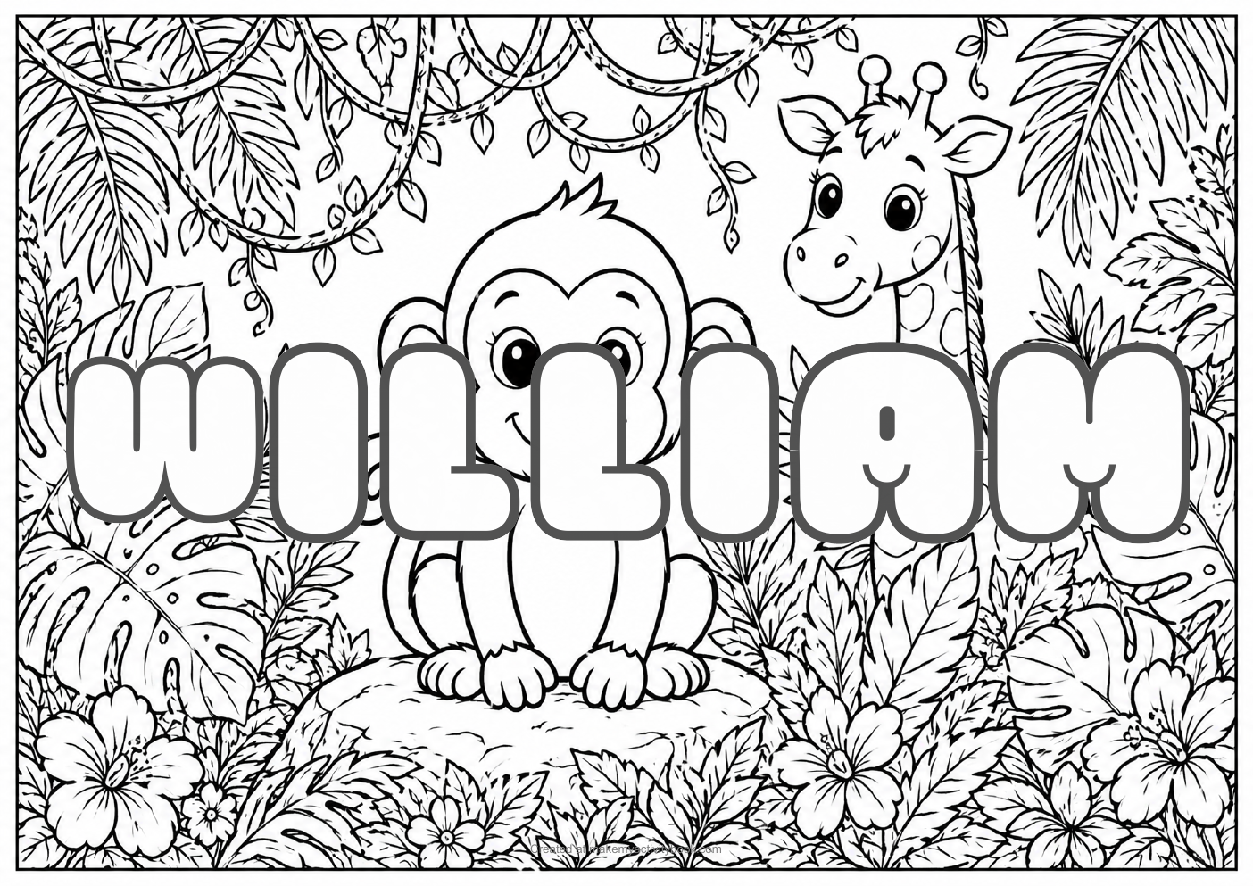 William jungle colouring sheet