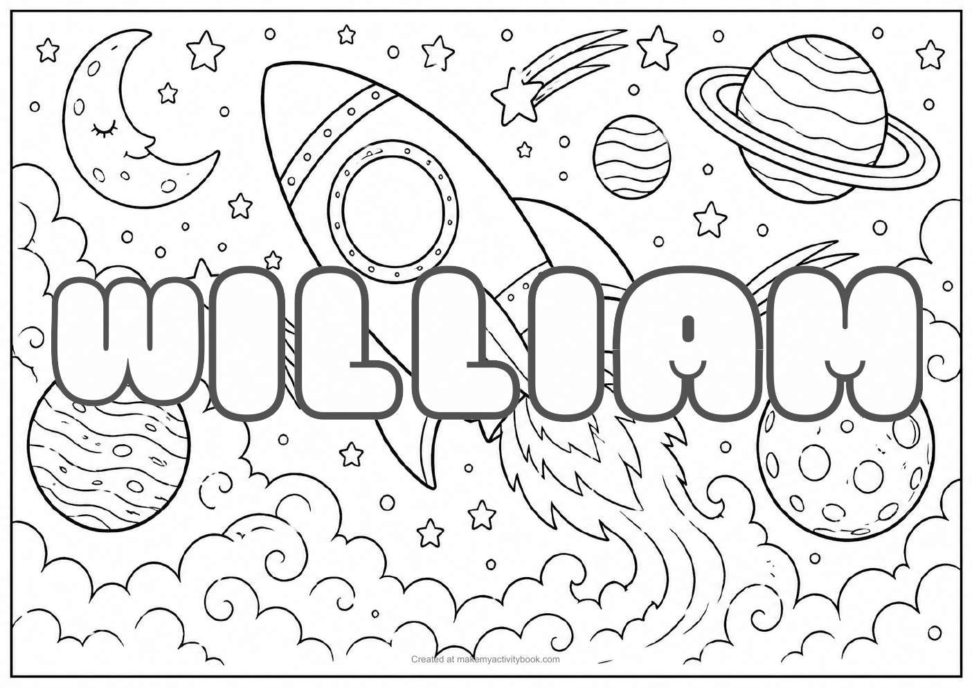 William space colouring sheet