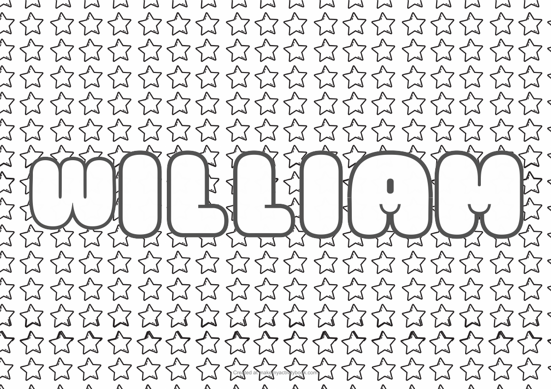 William Bubble letters — Stars border colouring sheet