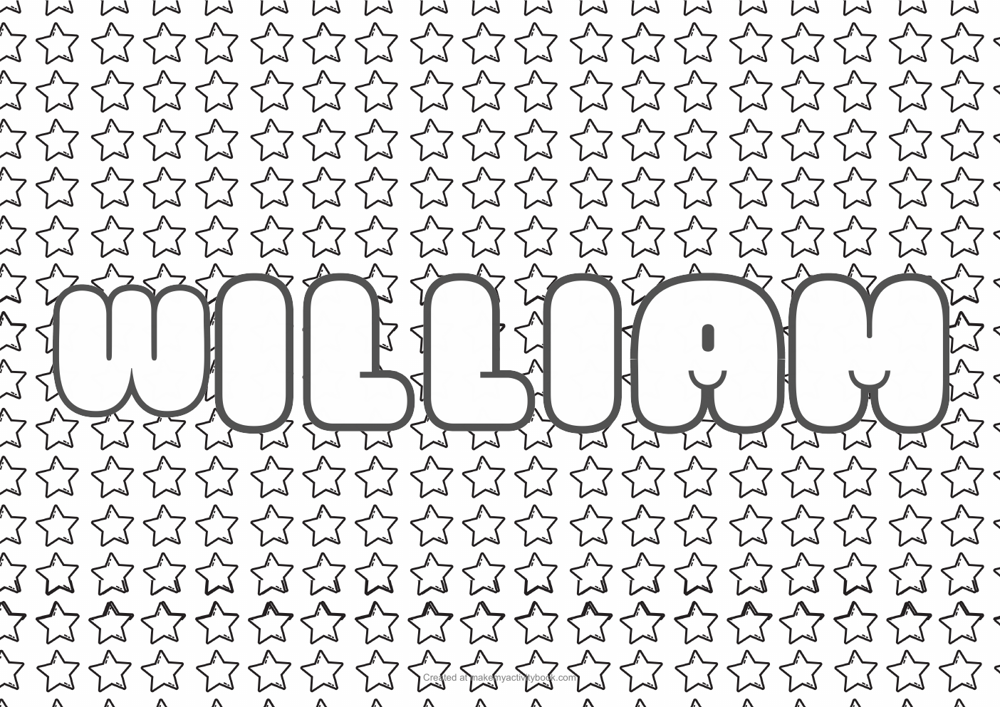 William stars colouring sheet