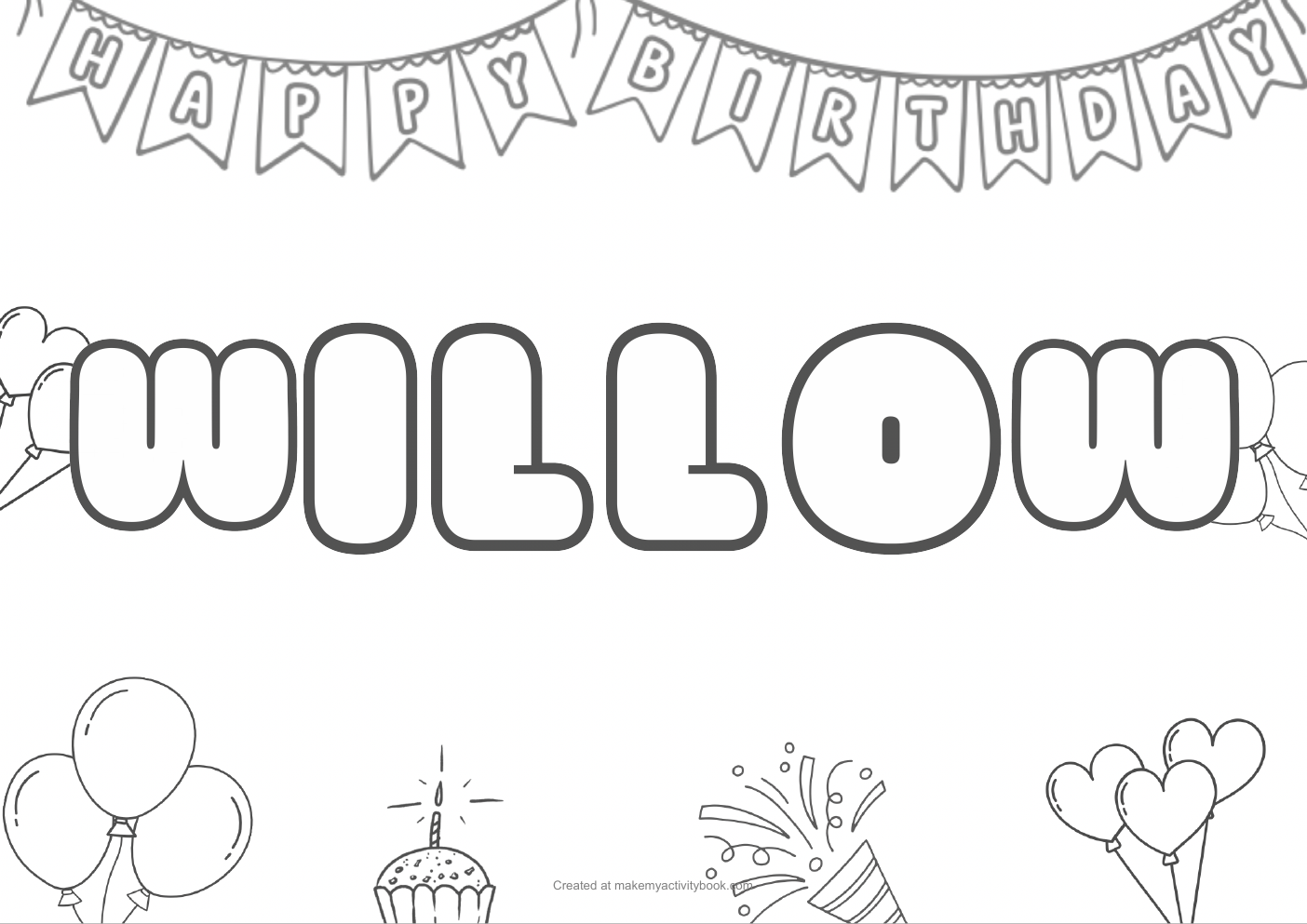 Willow birthday colouring sheet