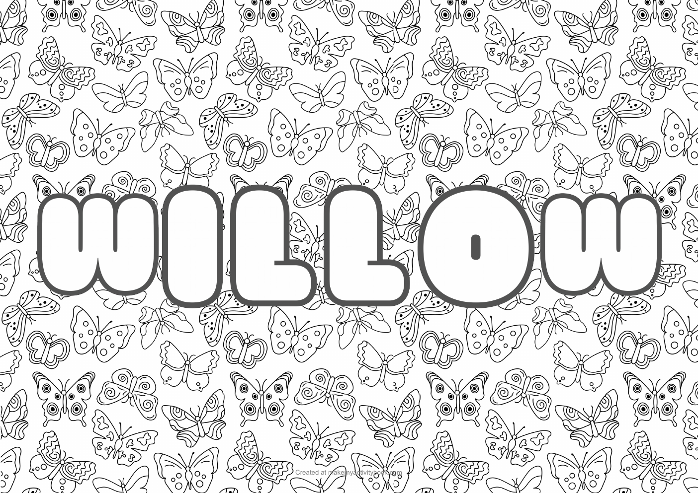 Willow butterflies colouring sheet