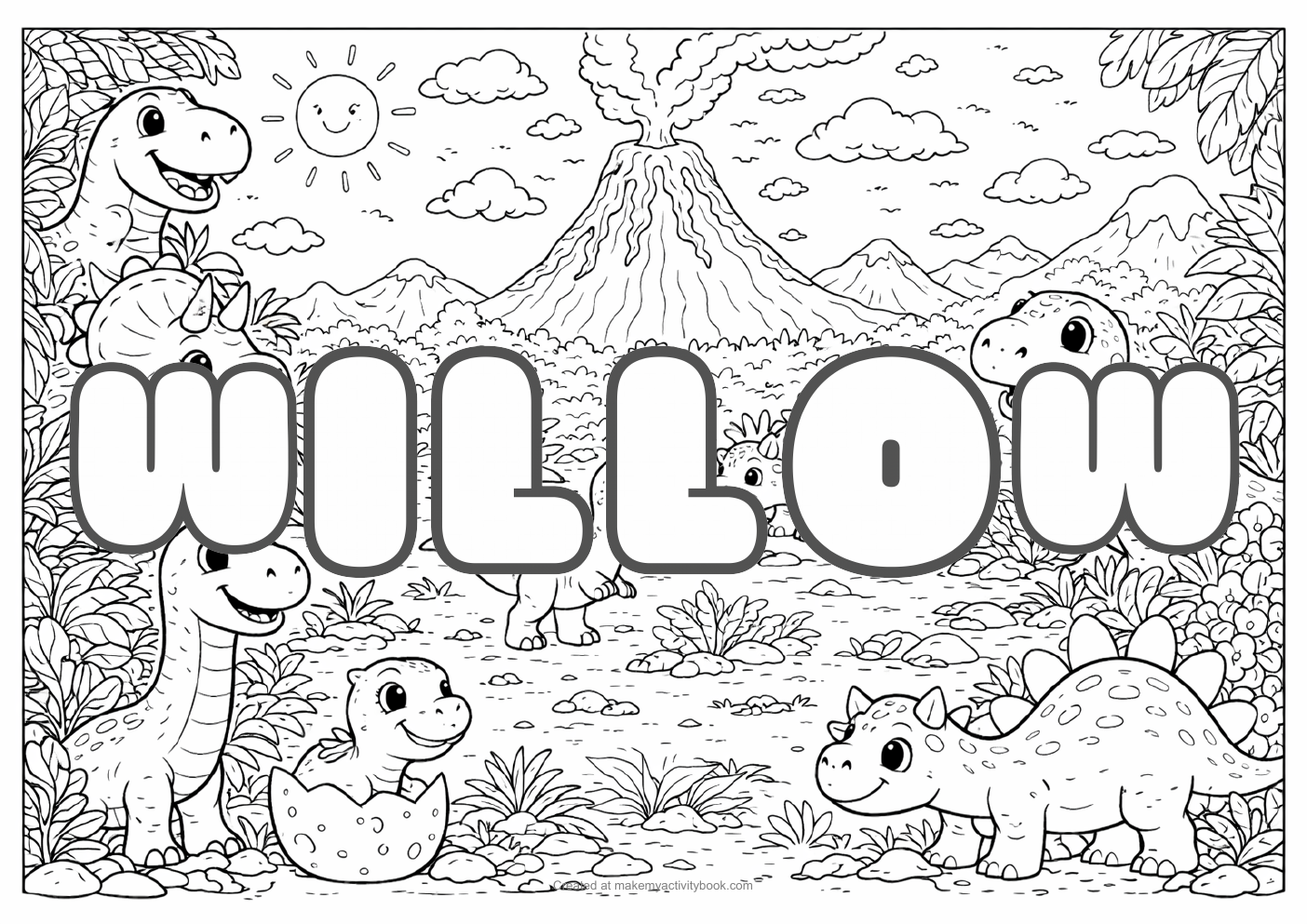 Willow dinosaur colouring sheet