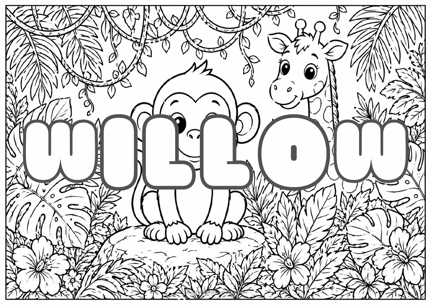 Willow jungle colouring sheet
