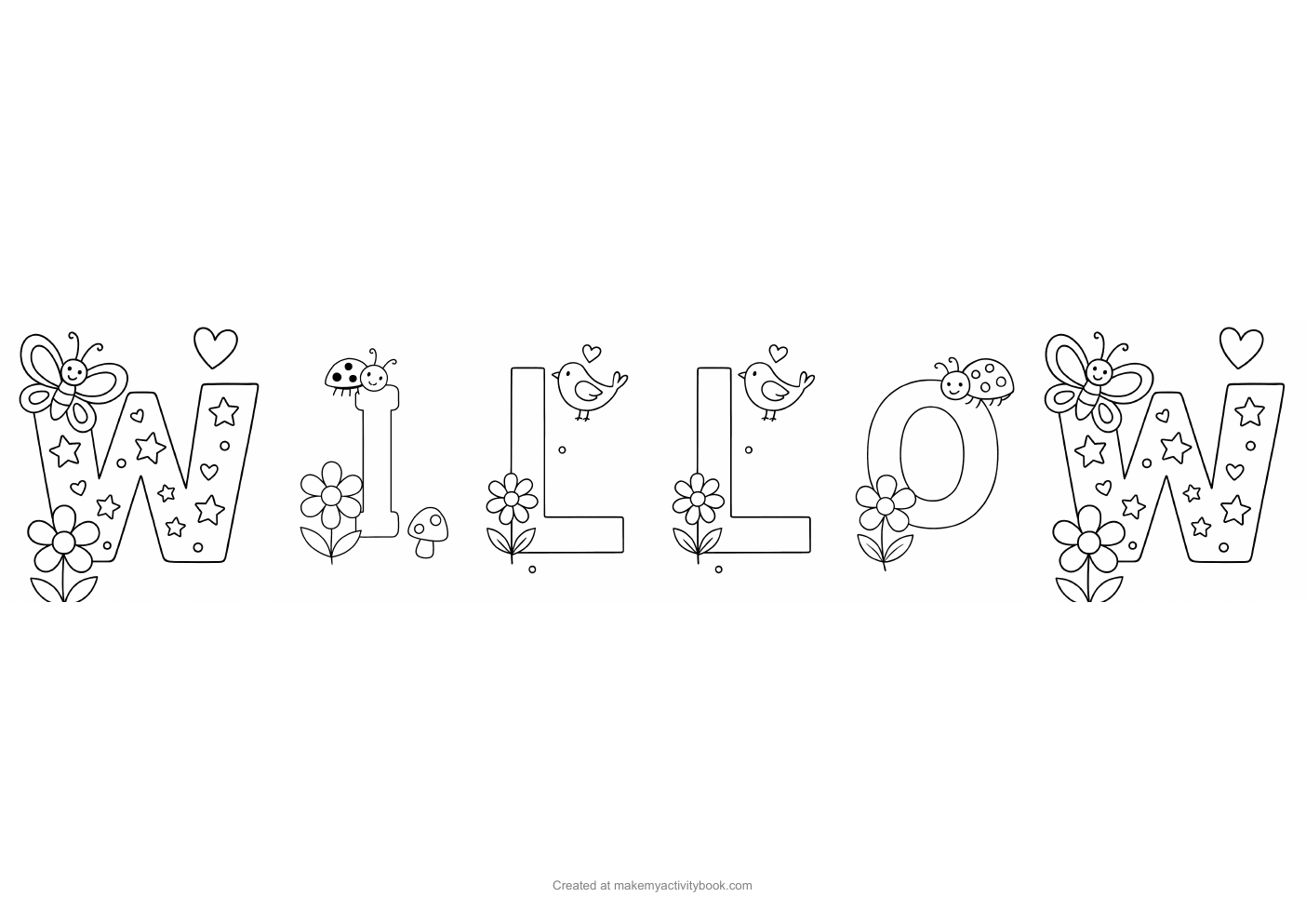 Willow letters colouring sheet