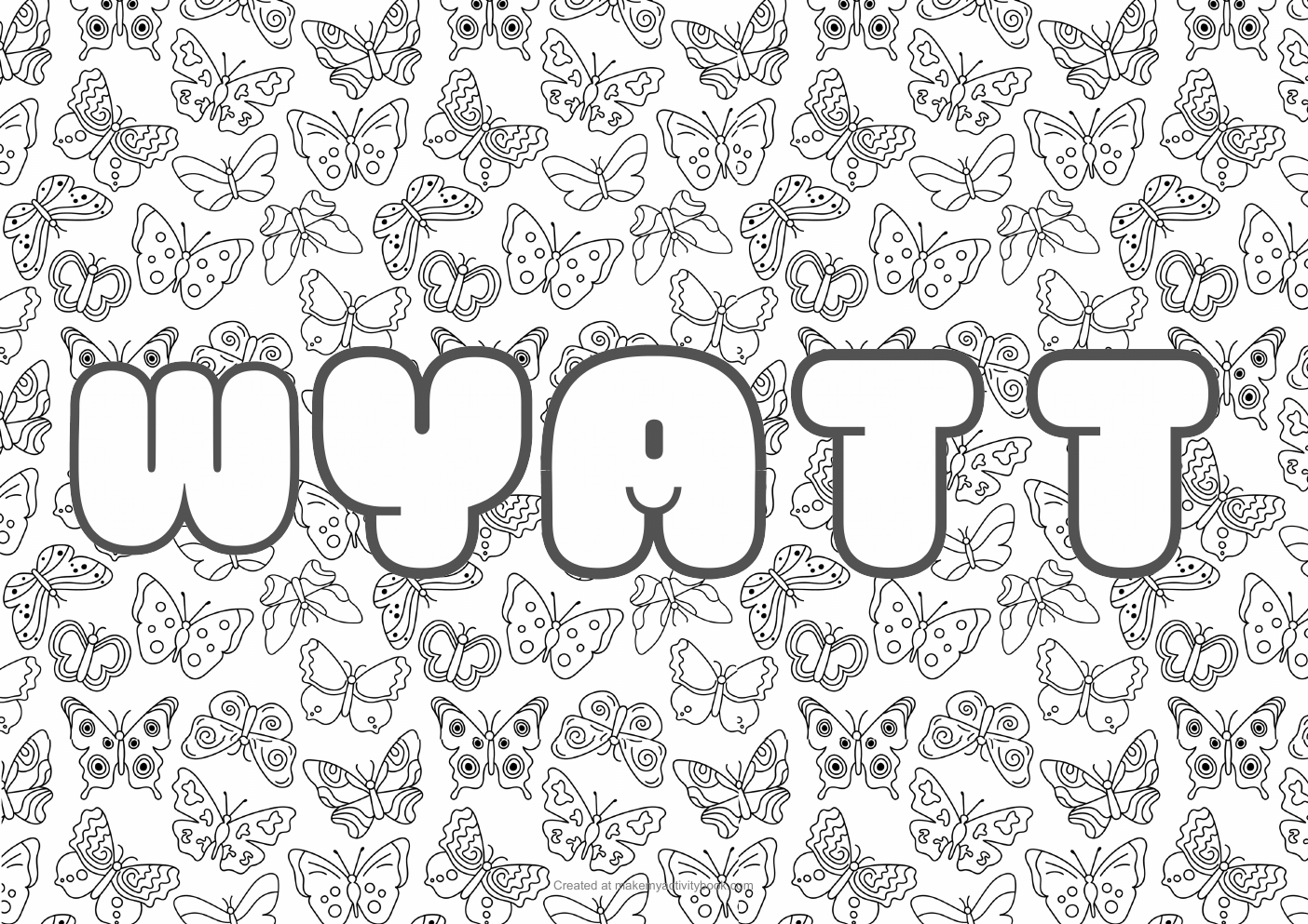 Wyatt butterflies colouring sheet