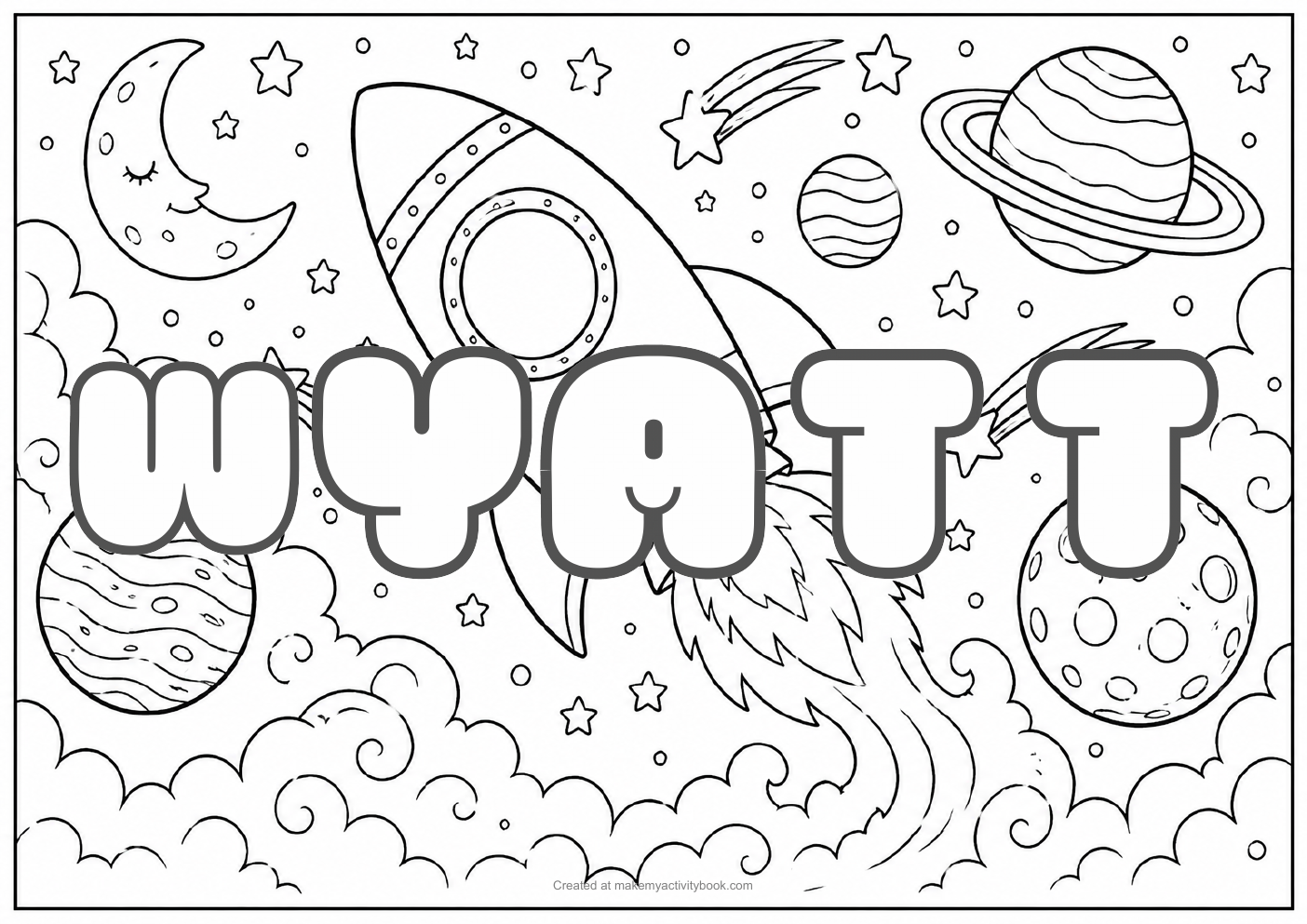 Wyatt space colouring sheet