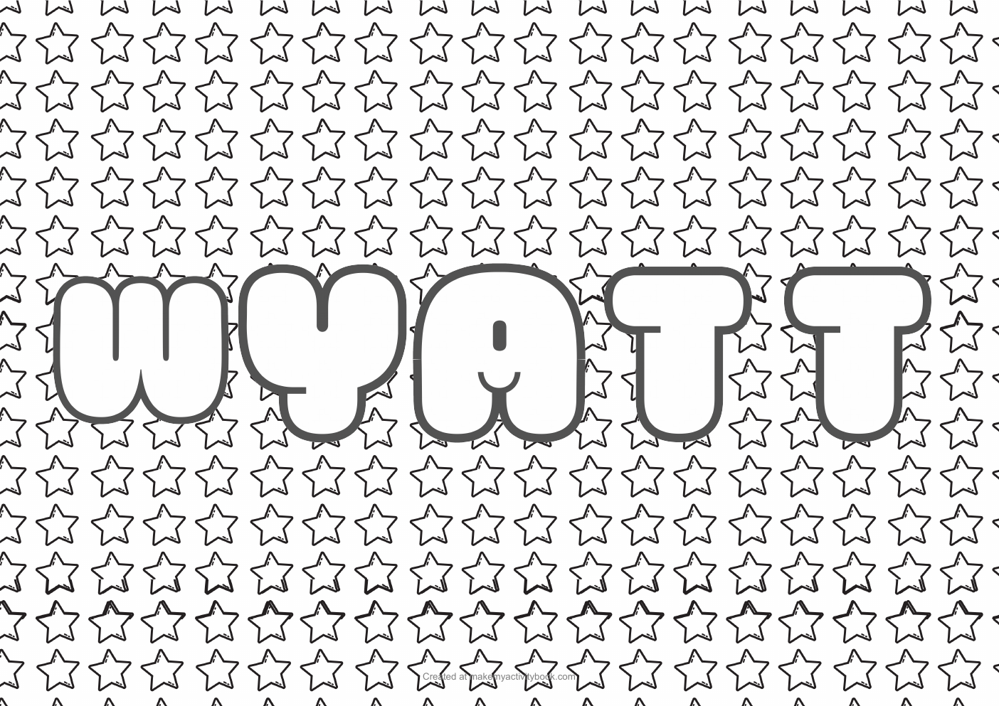 Wyatt Bubble letters — Stars border colouring sheet