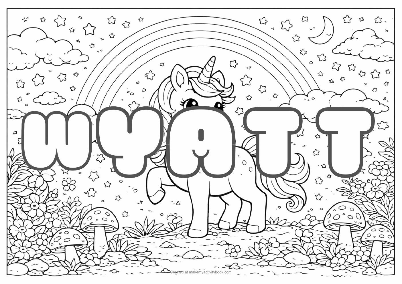Wyatt unicorn colouring sheet