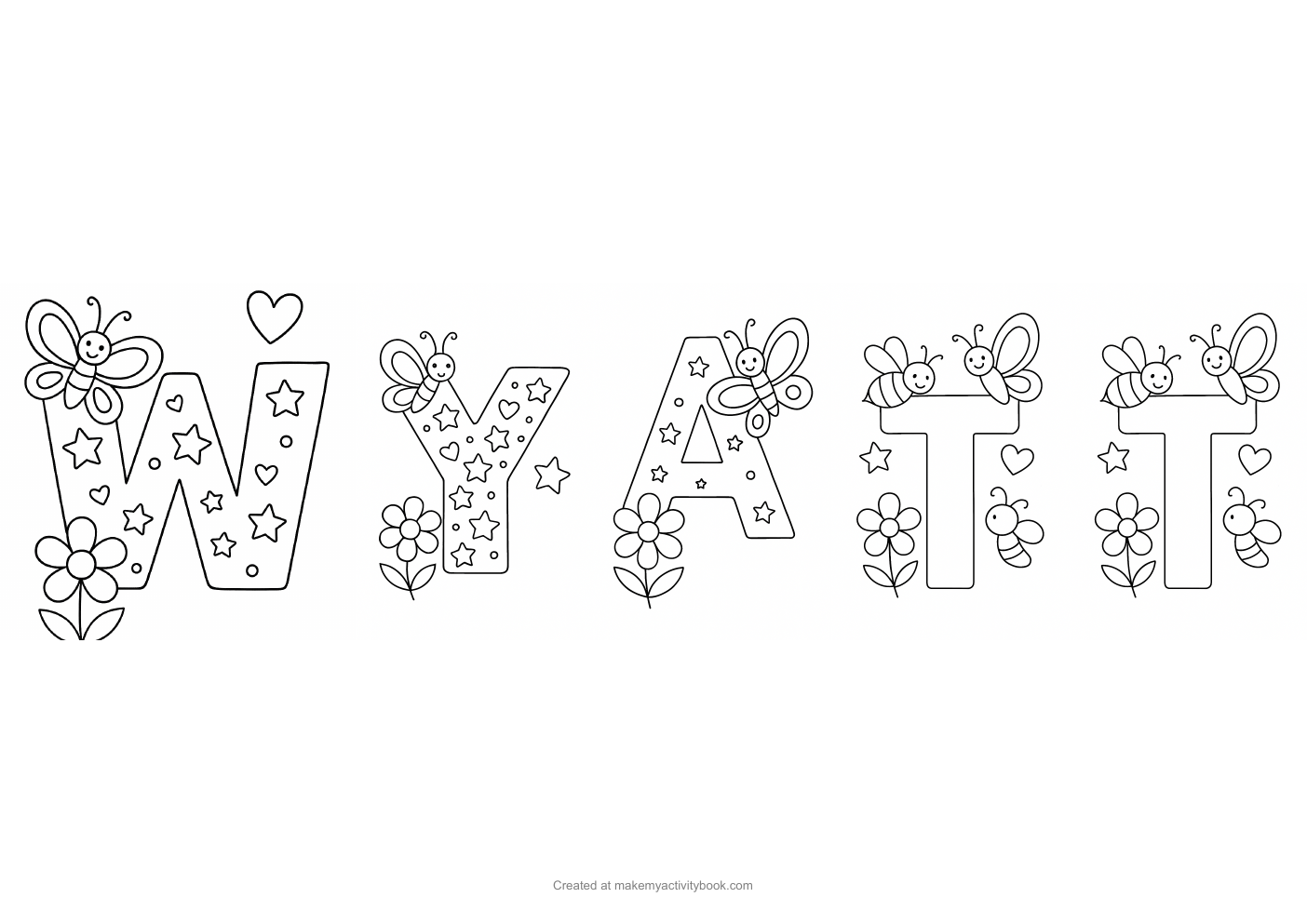 Wyatt letters colouring sheet