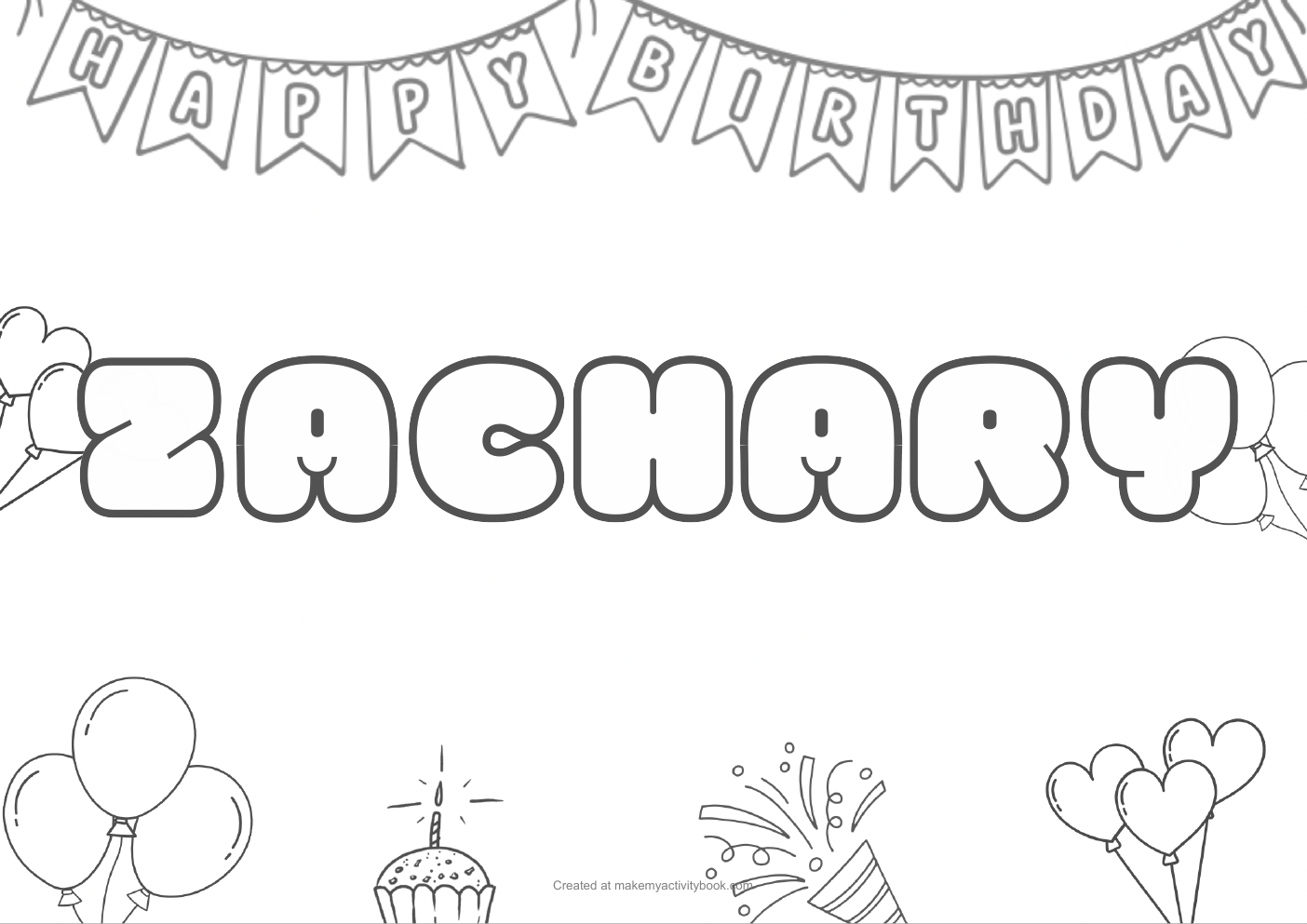Zachary birthday colouring sheet
