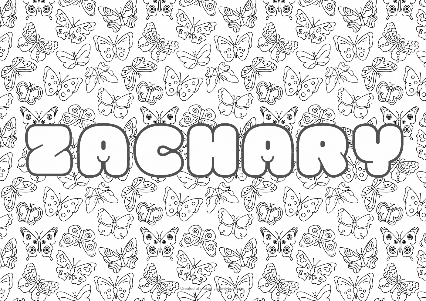 Zachary butterflies colouring sheet