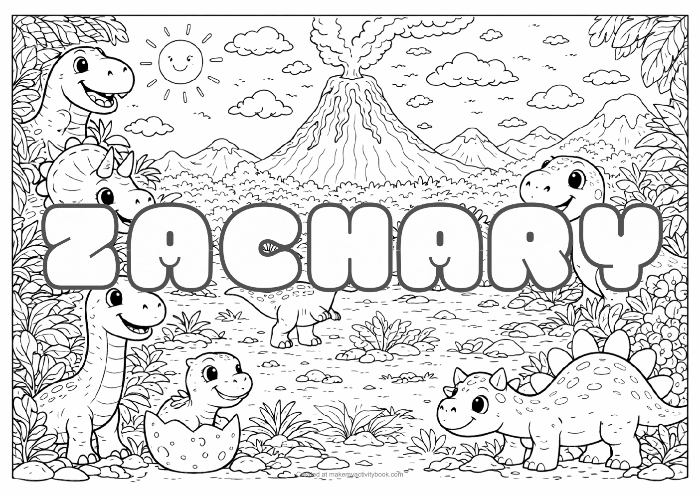 Zachary dinosaur colouring sheet