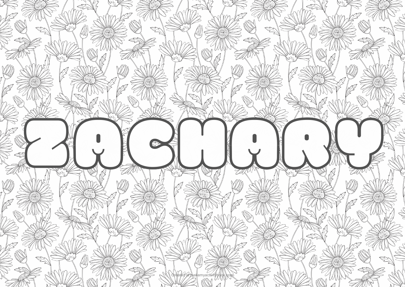 Zachary flowers colouring sheet