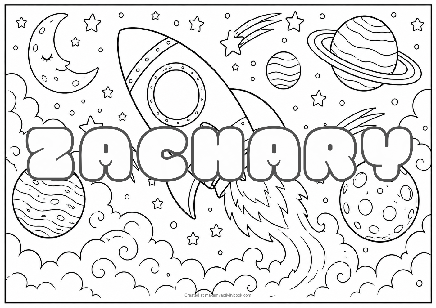 Zachary space colouring sheet