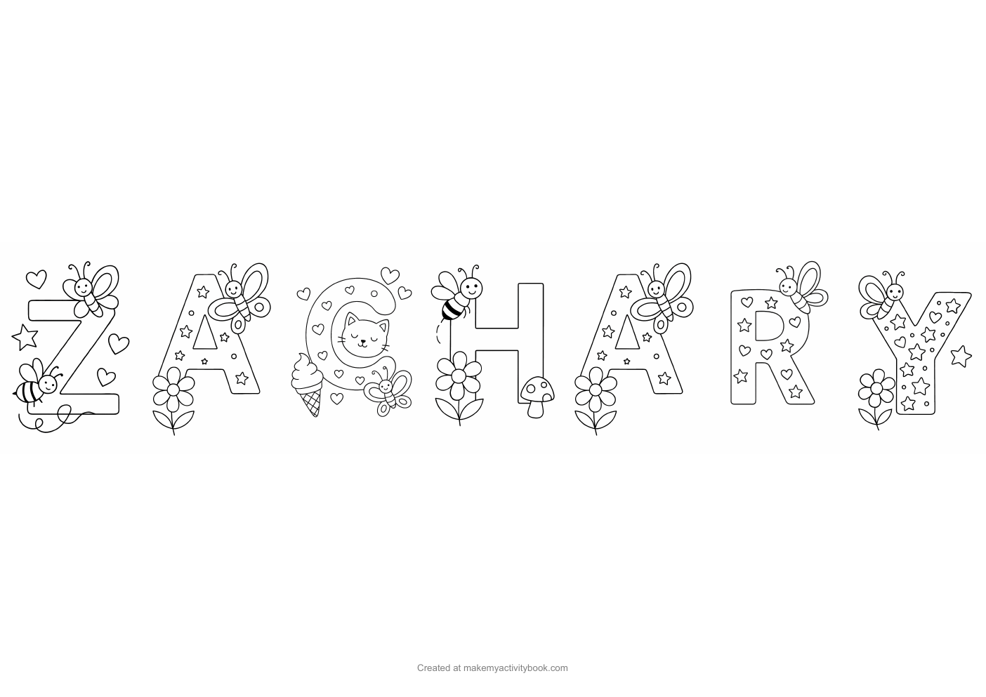 Zachary letters colouring sheet