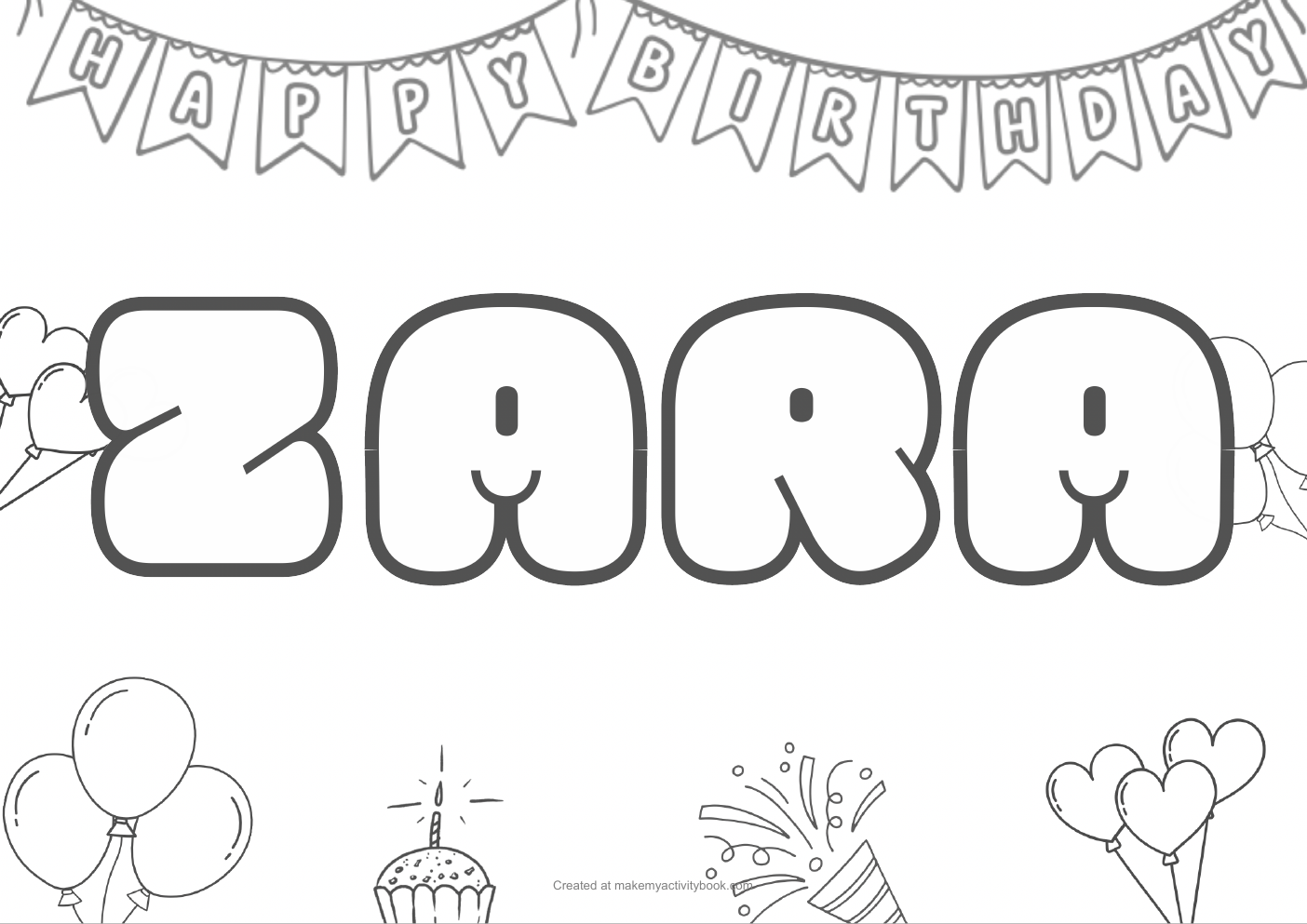 Zara birthday colouring sheet