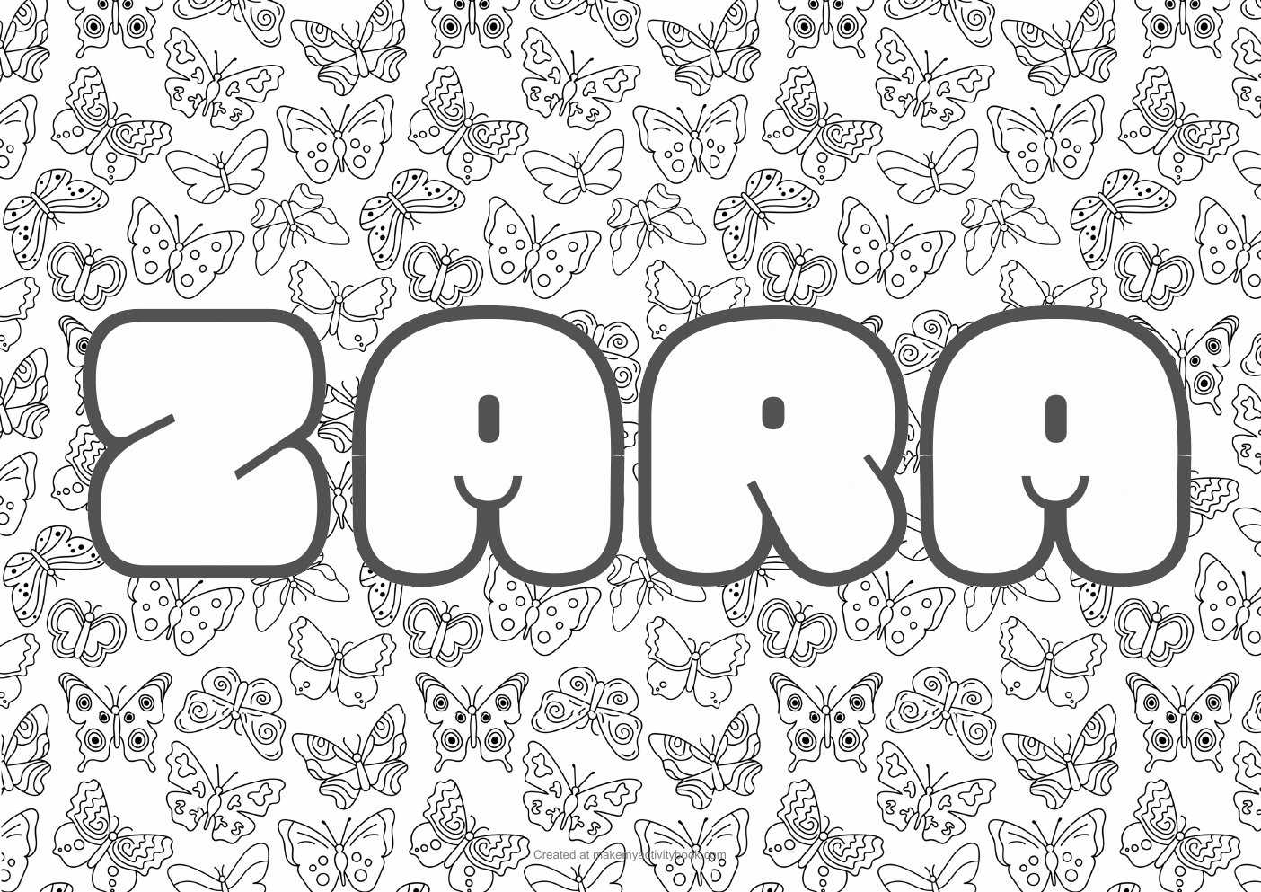 Zara butterflies colouring sheet