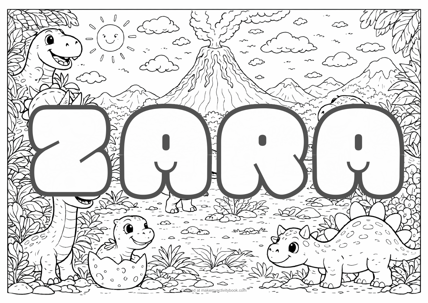 Zara dinosaur colouring sheet