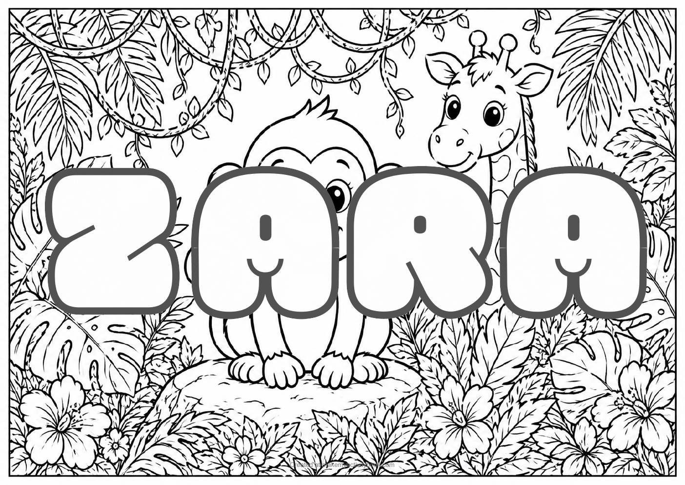 Zara jungle colouring sheet