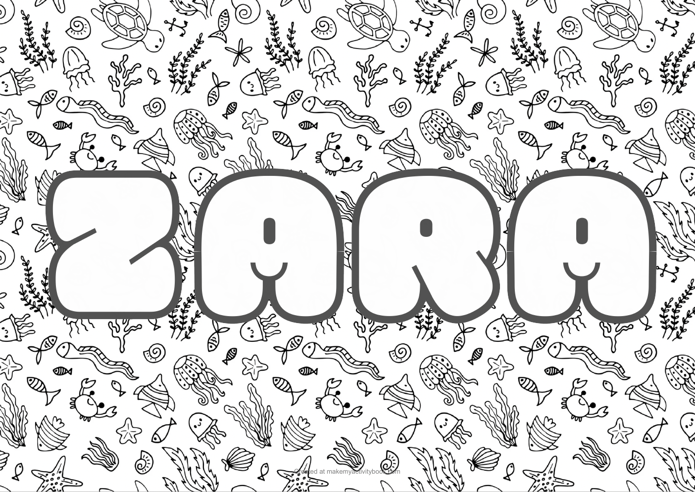 Zara sea colouring sheet