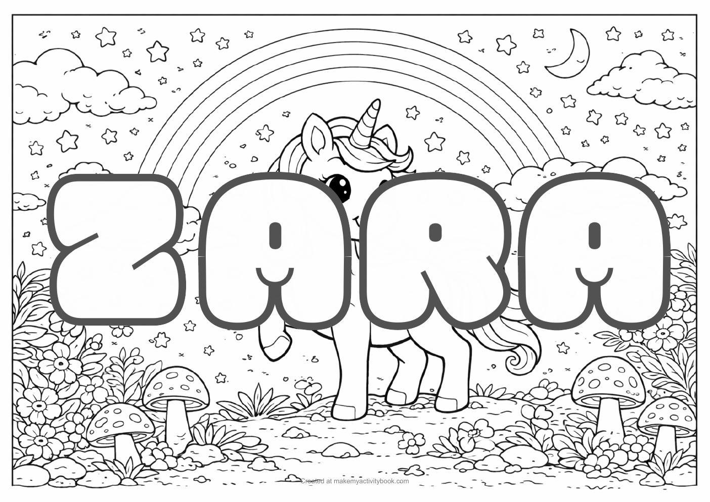 Zara unicorn colouring sheet