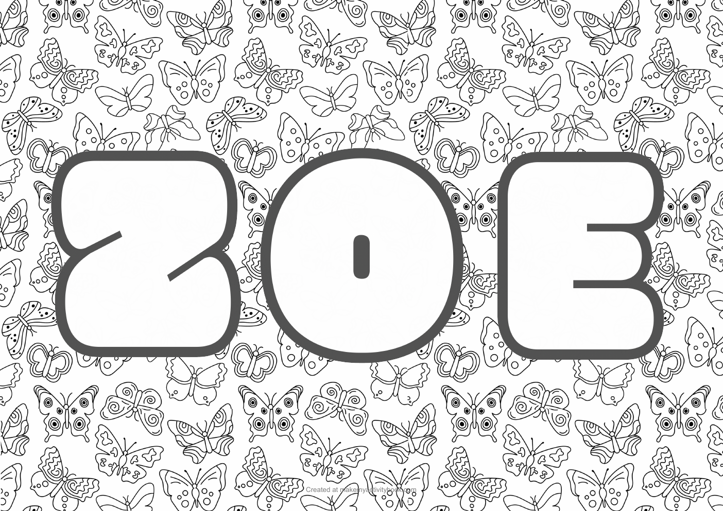 Zoe butterflies colouring sheet