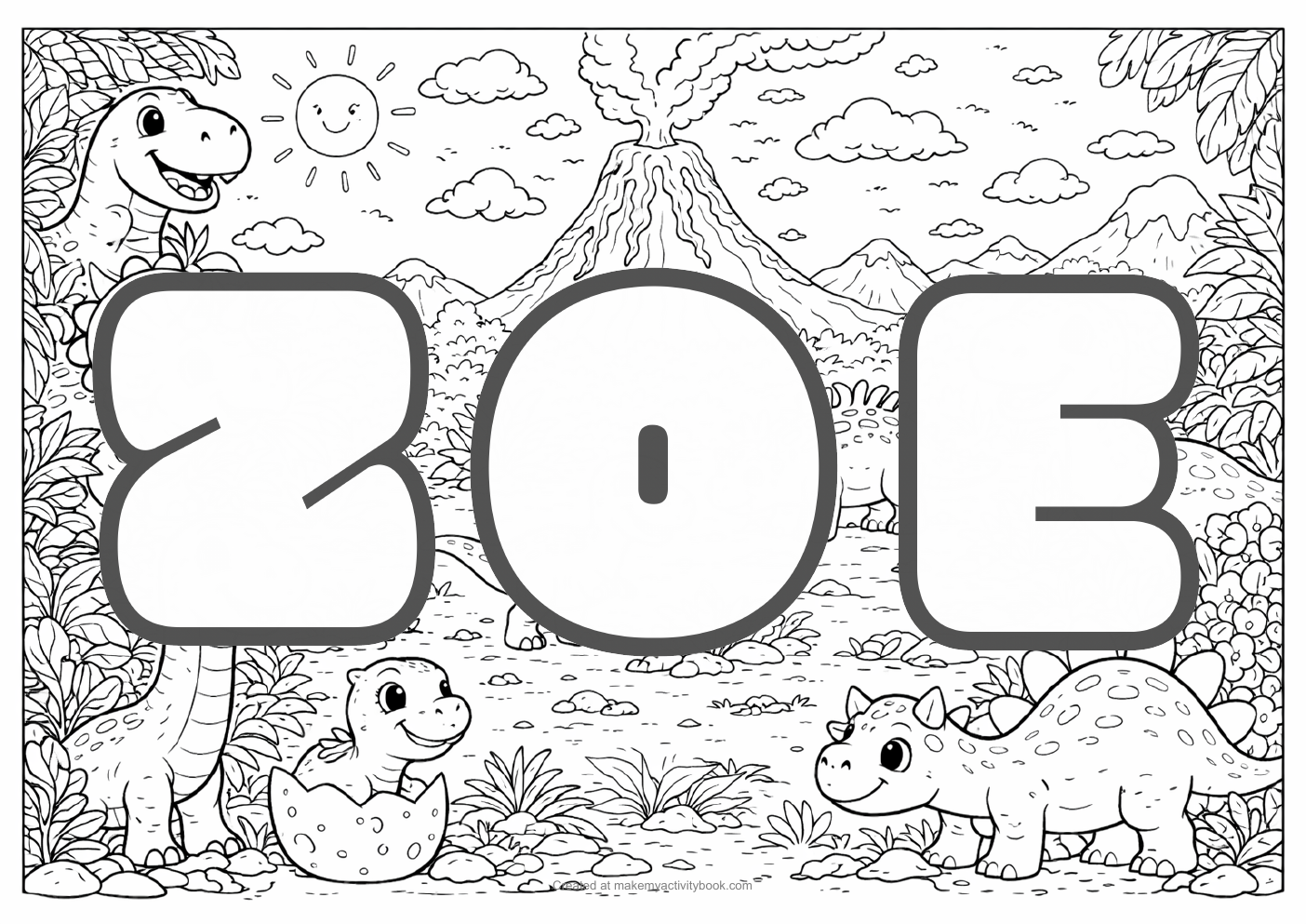 Zoe dinosaur colouring sheet