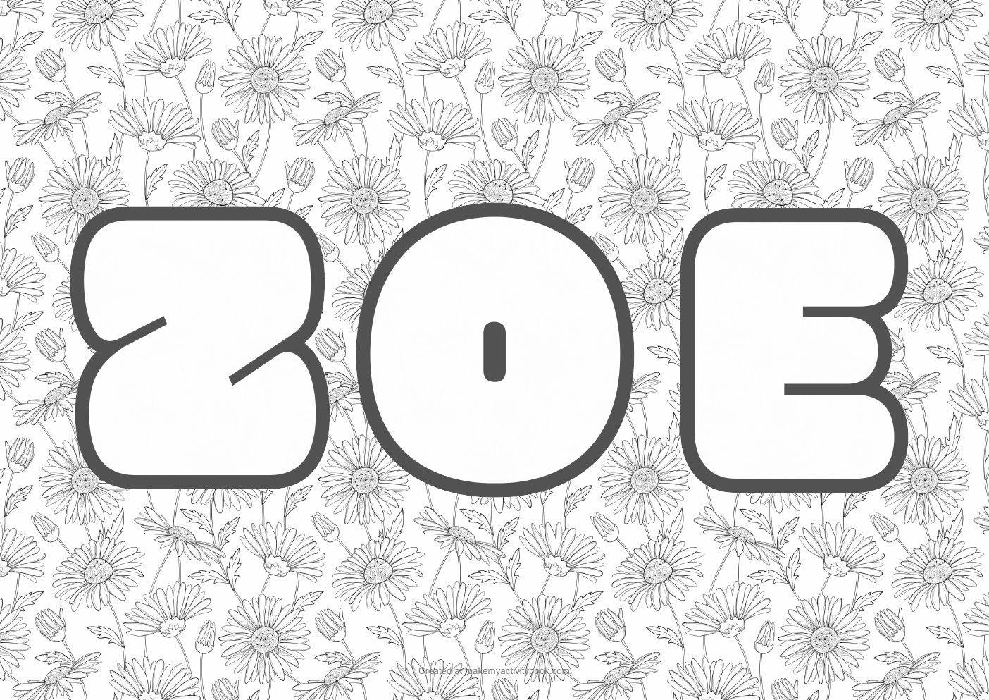 Zoe flowers colouring sheet