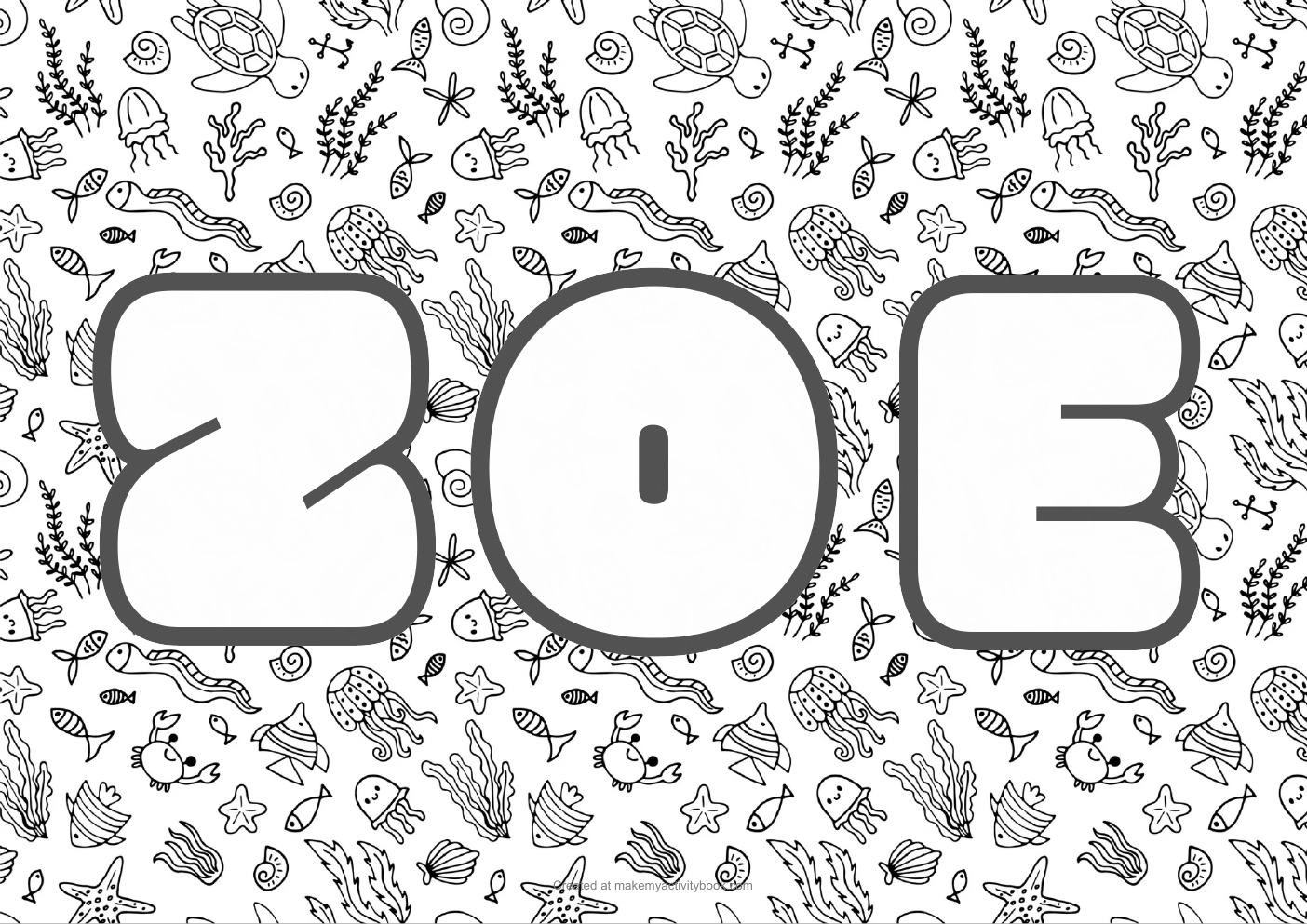 Zoe sea colouring sheet
