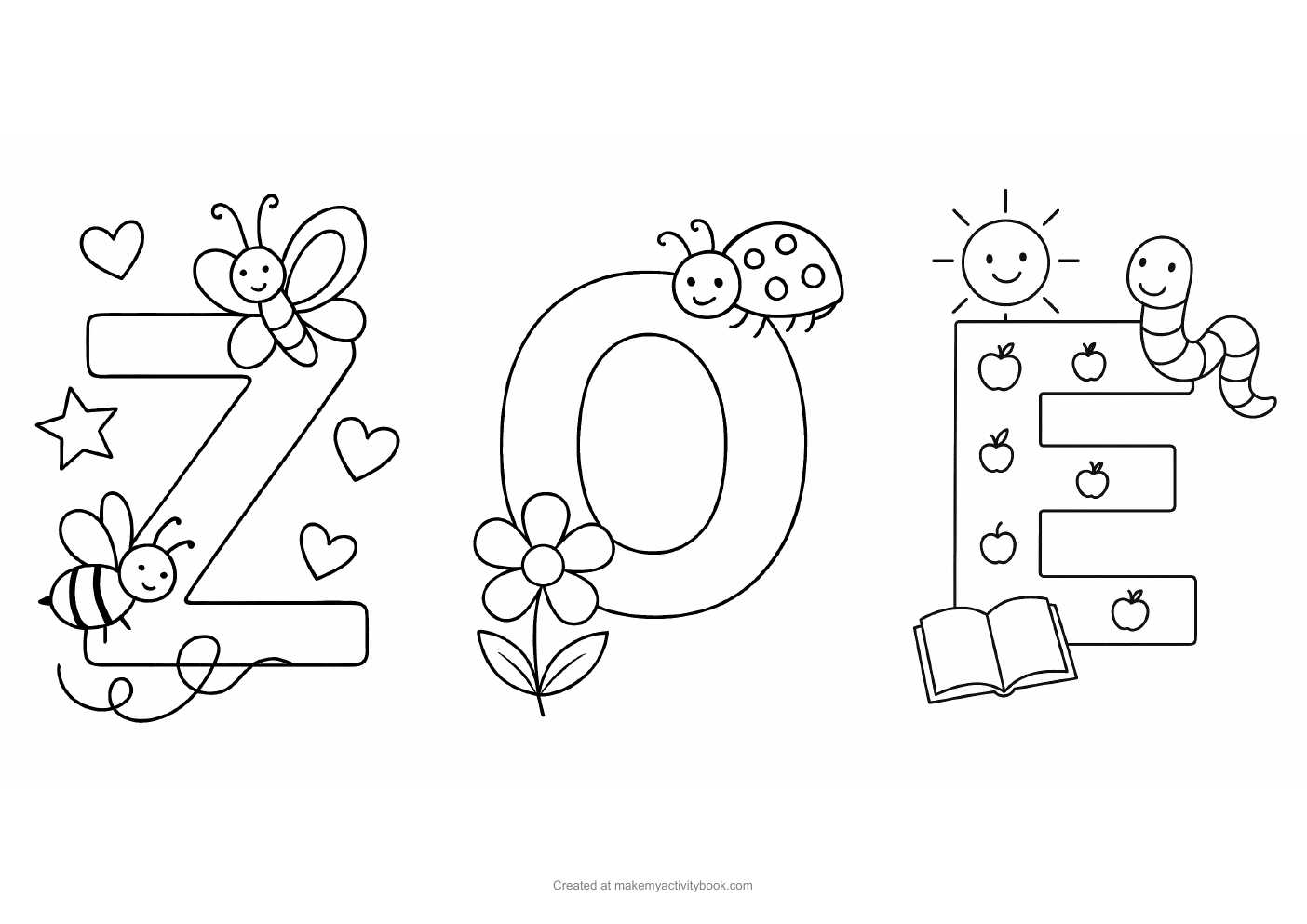 Zoe letters colouring sheet