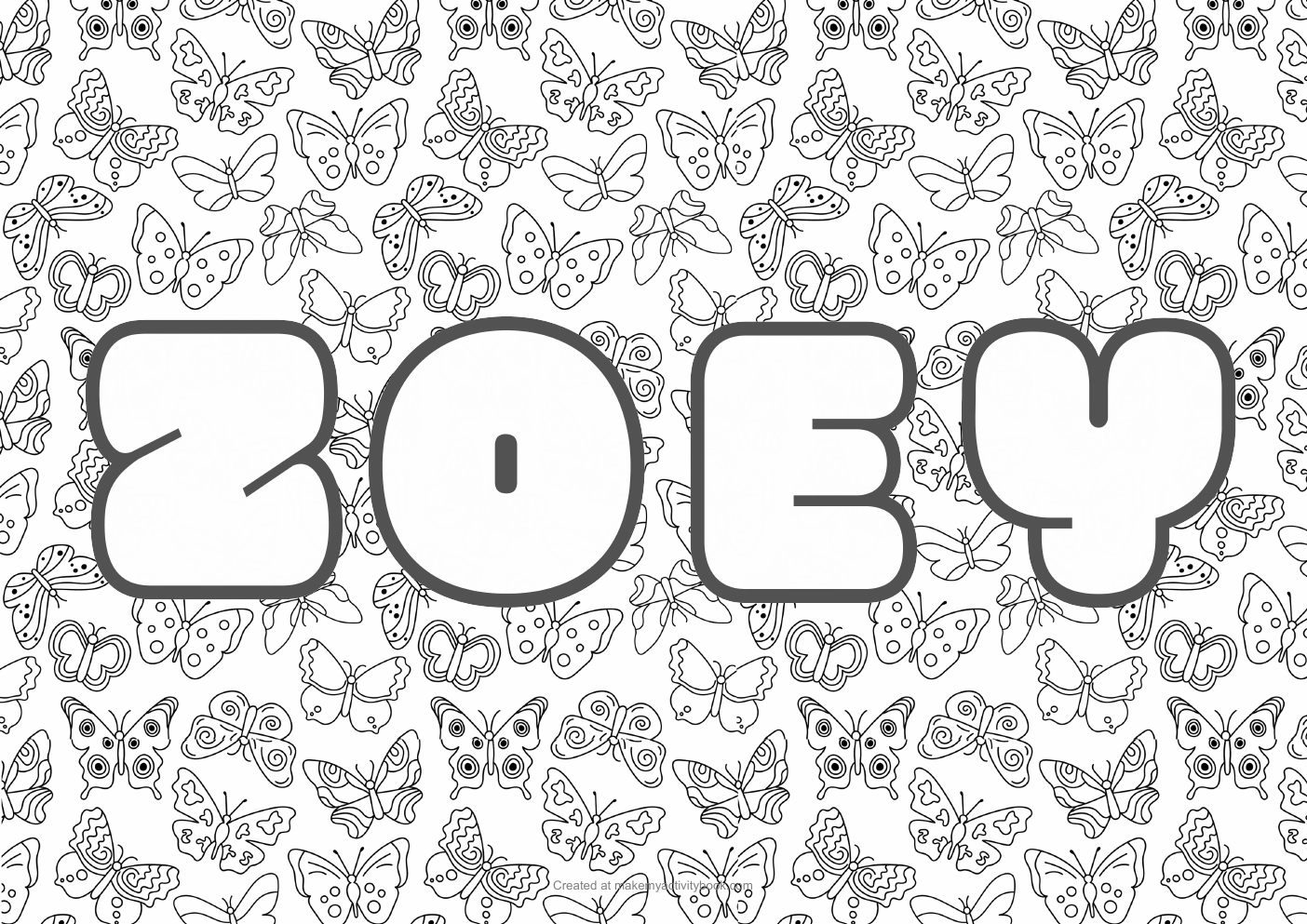 Zoey butterflies colouring sheet