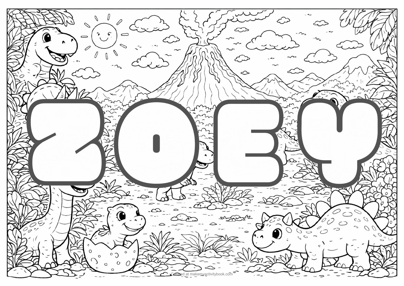 Zoey dinosaur colouring sheet