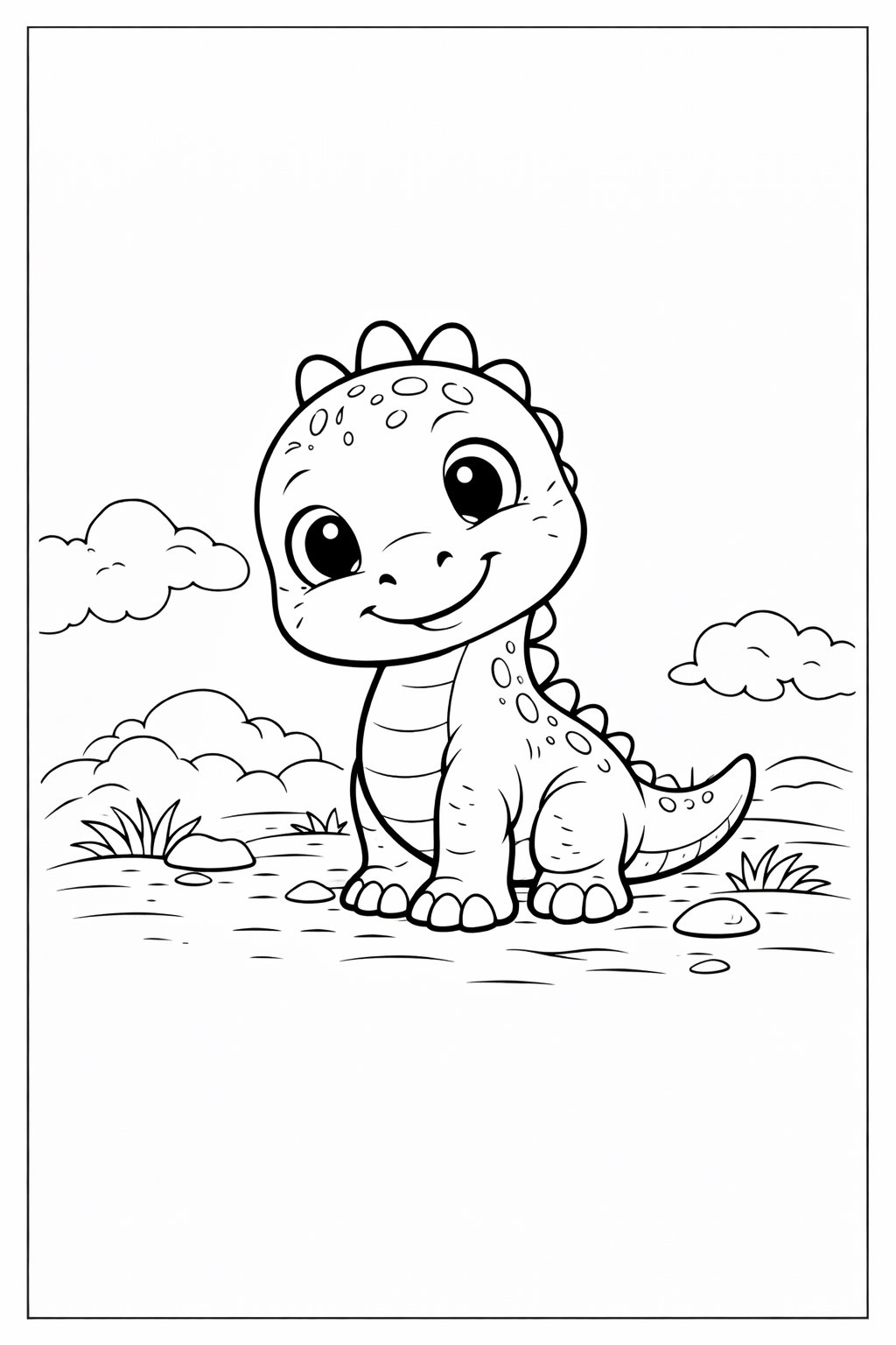 Baby Dinosaur colouring sheet — printable PDF
