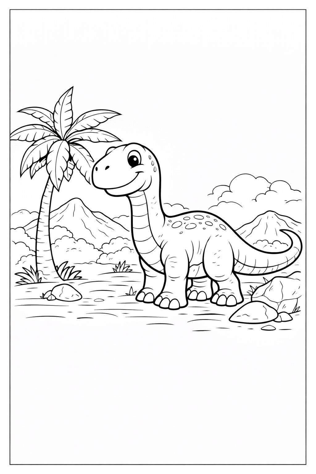 Dinosaur Landscape colouring sheet — printable PDF