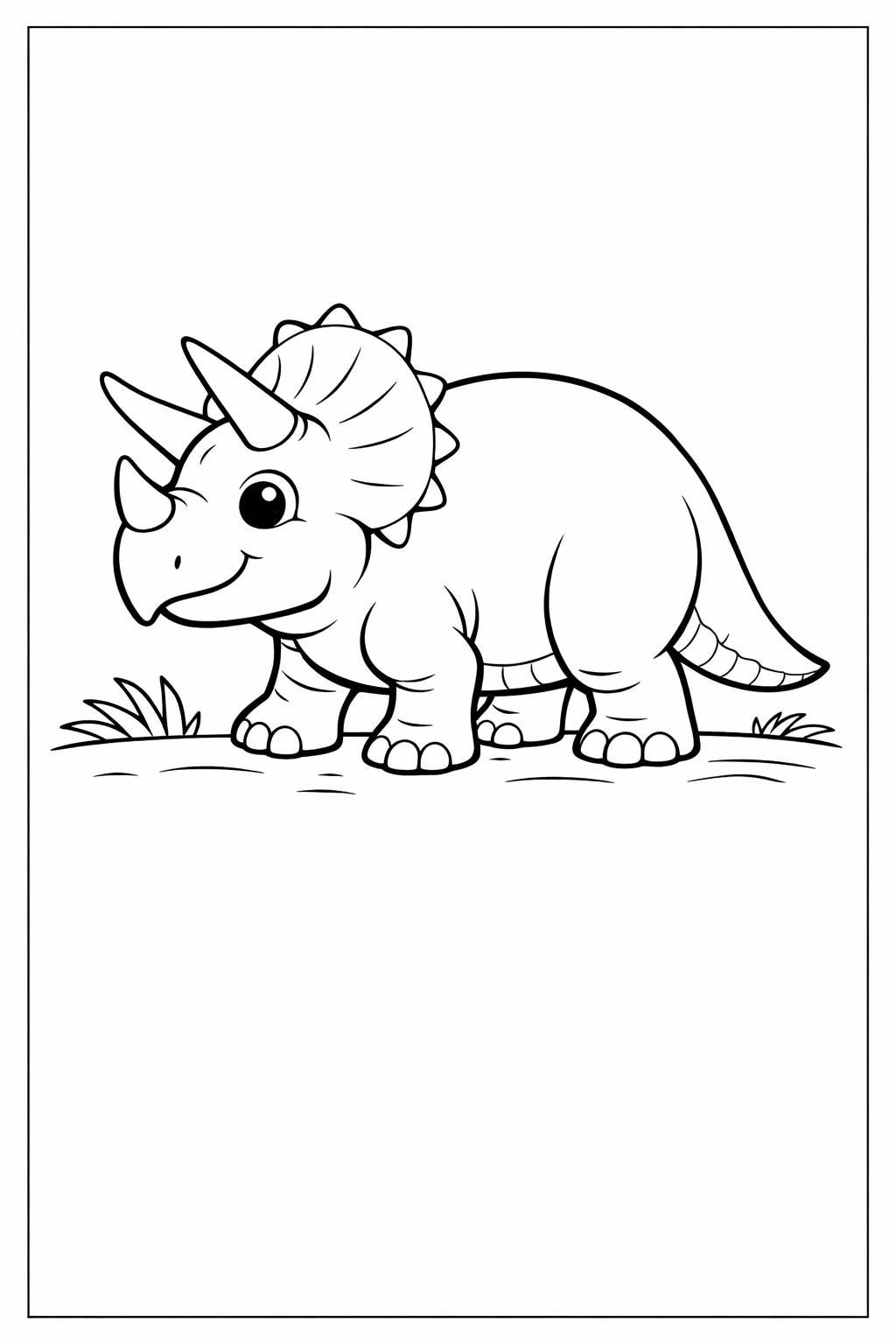 Triceratops colouring sheet — printable PDF