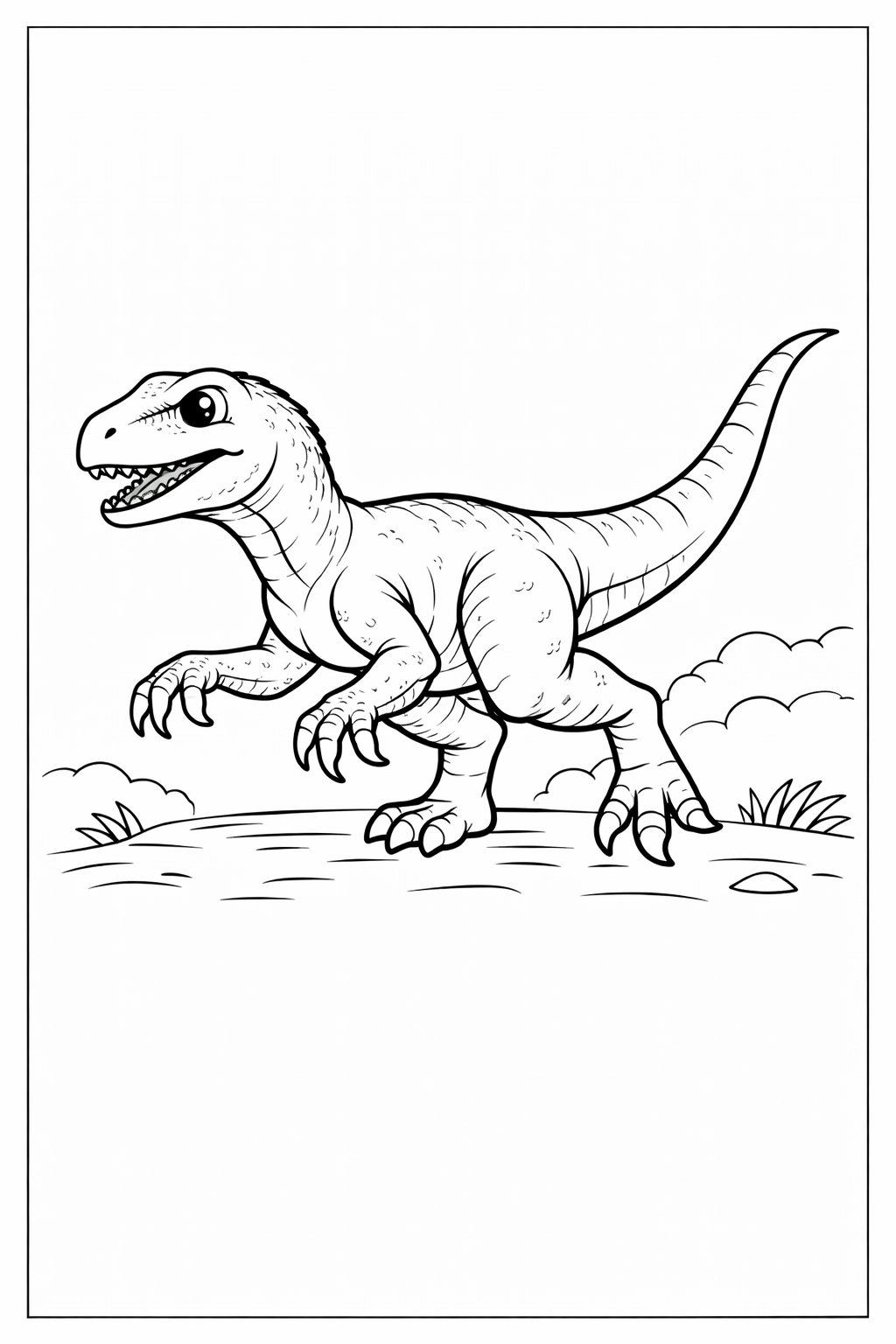 Velociraptor colouring sheet — printable PDF